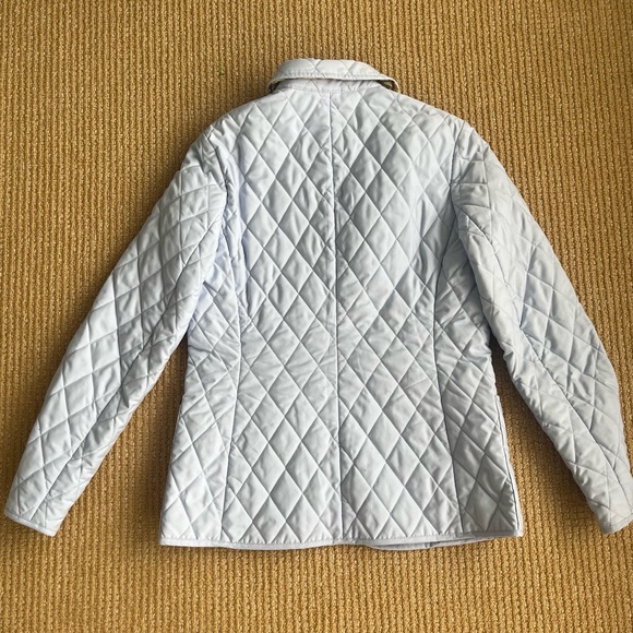Brooks Brothers Quilted Jacket Women SZ 2 Field Coat Plaid Interior Light Blue - Picture 7 of 9